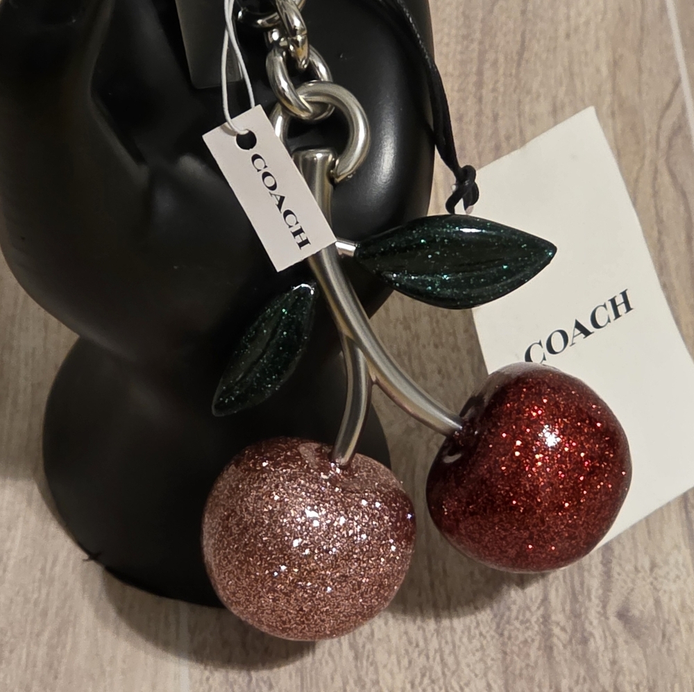 Coach XL Cherry Bag Charm Keychain Limited Edition NWT Pink Red Cherries🍒🍒♥️🩷